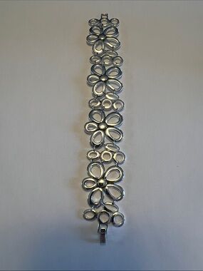 Vintage Silver Floral Link Bracelet